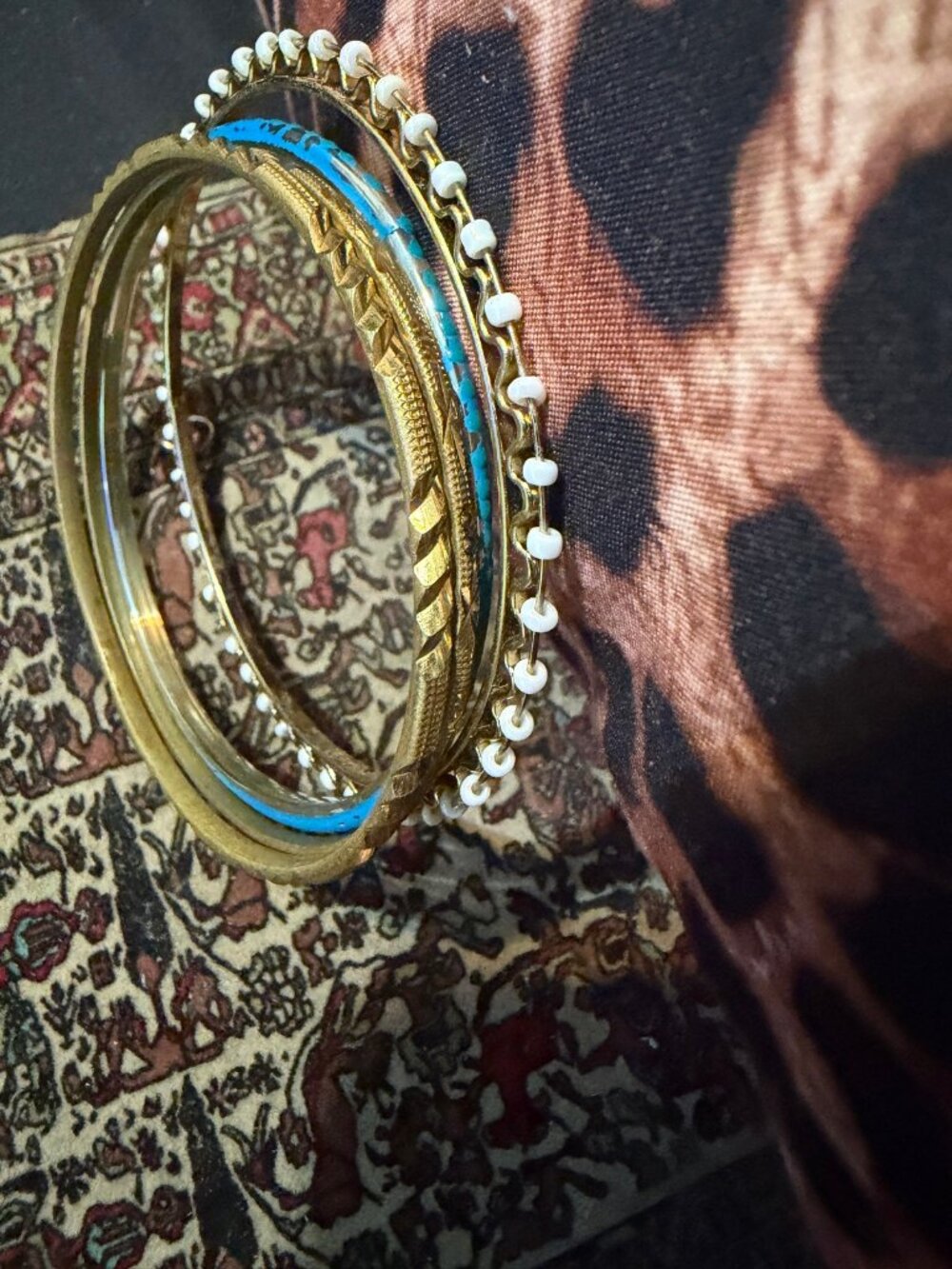 Mixed Gold Bangles Set of 5 2.75in